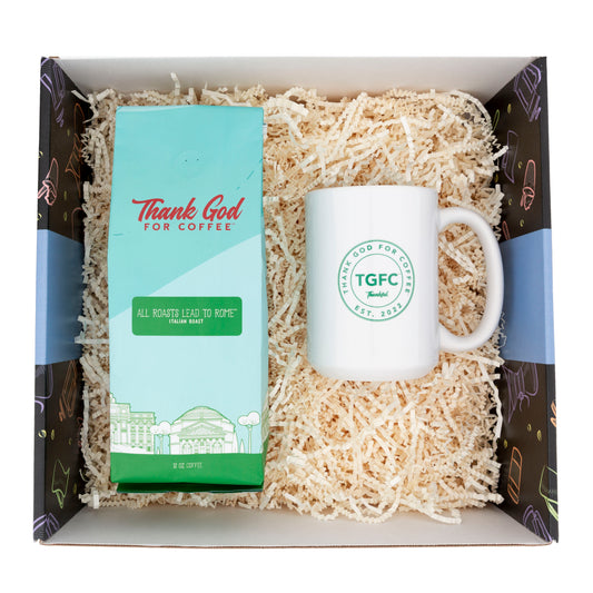 All Roasts Lead To Rome Coffee and Mug Gift Set